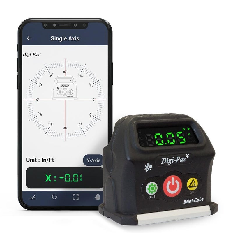 Digi-Pas مستوى مكعب ذكي ثنائي المحاور Digi-Pas، DWL-90PRO، يعرض حالة التسوية على الهاتف الذكي عبر البلوتوث، أسود، صغير، الطراز: DWL90Pro - Image 1